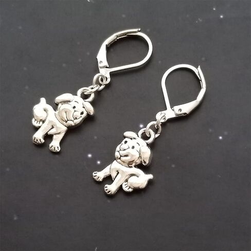 Dog Charm Lever Back Earrings, Puppy Owner Jewelry, Dog Pendant Ear Clip for Pet Lover in Kuwait