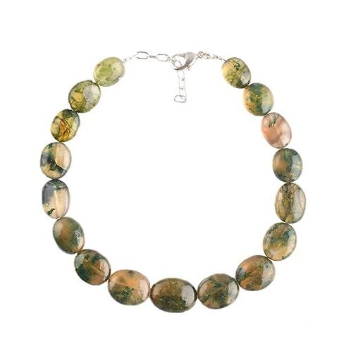 Natural Moss Agate Crystals Bracelet, Plain Nuggets Beads Gemstone, Energy Healing Crystals, Birthday, Gift for Women, Gemstone Jewelry 8 inch AAA+ Quality (Bracelet) in Kuwait
