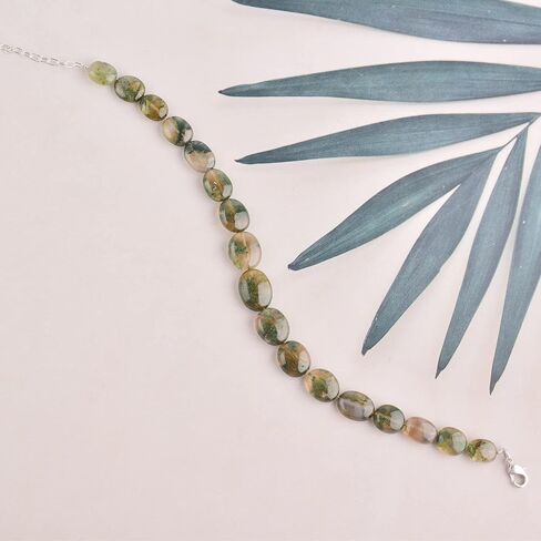 Natural Moss Agate Crystals Bracelet, Plain Nuggets Beads Gemstone, Energy Healing Crystals, Birthday, Gift for Women, Gemstone Jewelry 8 inch AAA+ Quality (Bracelet) in Kuwait