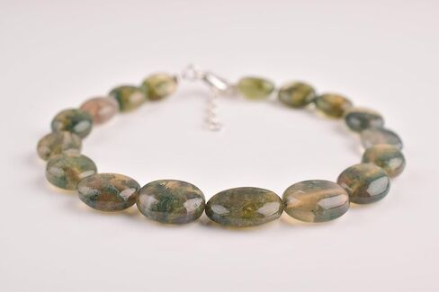 Natural Moss Agate Crystals Bracelet, Plain Nuggets Beads Gemstone, Energy Healing Crystals, Birthday, Gift for Women, Gemstone Jewelry 8 inch AAA+ Quality (Bracelet) in Kuwait