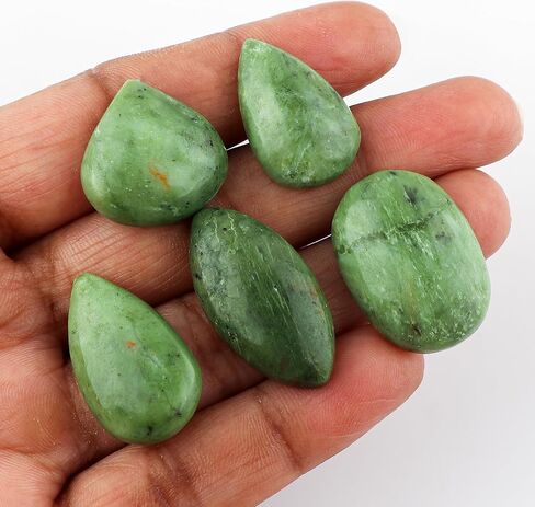 5pcs, Natural Chrysoprase Gemstone Cabochon Loose Stone for Jewelry Making, Wire Wrapping, Pendant Artisan Design Craft, Polished Crystal Supply, Gem Collection, 25-35mm in Kuwait