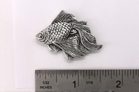 Goldfish Pin, Lapel, Pewter, Hat, Pins, Brooch, Brooches, Jewelry, Gift, Handmade in the USA, 200 Fish Designs Available. F106Z in Saudi Arabia