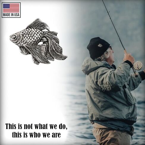 Goldfish Pin, Lapel, Pewter, Hat, Pins, Brooch, Brooches, Jewelry, Gift, Handmade in the USA, 200 Fish Designs Available. F106Z in Saudi Arabia