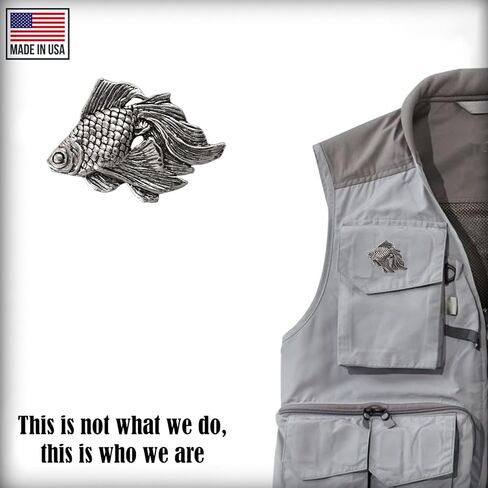 Goldfish Pin, Lapel, Pewter, Hat, Pins, Brooch, Brooches, Jewelry, Gift, Handmade in the USA, 200 Fish Designs Available. F106Z in Saudi Arabia