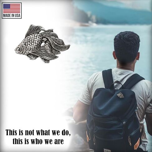 Goldfish Pin, Lapel, Pewter, Hat, Pins, Brooch, Brooches, Jewelry, Gift, Handmade in the USA, 200 Fish Designs Available. F106Z in Saudi Arabia