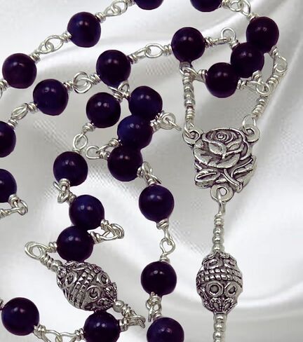 Handmade Unbreakable Orthodox Rosary, Made with Purple Shell Pearls, Silver Finish Stainless Steel Cross in Kuwait