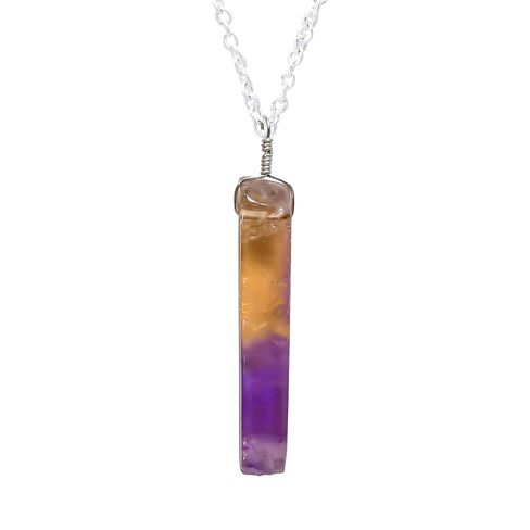 Yashee Blue Lace Agate Raw Pendant Necklace, Natural Rough Gemstone, Blue Agate Bar, Energy Healing Crystals, Calm Chakra, Birthstone, Gift for Women, Silver Plated Jewelry 18 inch, AA+ Quality in Kuwait