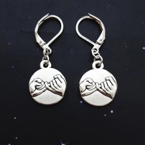 Pinky Promise Charm Lever Back Earrings, Promise Jewelry, Pinky Swear Charm Ear Clip for Boyfriend Girlfriend in Kuwait
