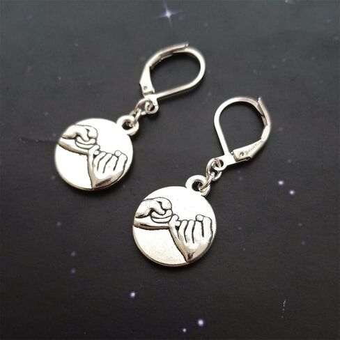Pinky Promise Charm Lever Back Earrings, Promise Jewelry, Pinky Swear Charm Ear Clip for Boyfriend Girlfriend in Kuwait