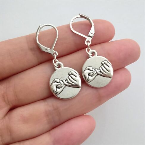 Pinky Promise Charm Lever Back Earrings, Promise Jewelry, Pinky Swear Charm Ear Clip for Boyfriend Girlfriend in Kuwait