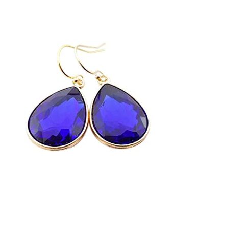 September Birthstone Earrings - Blue Sapphire Crystal 14k Gold Filled Teardrop Earrings in Kuwait