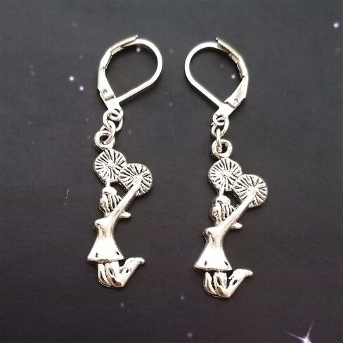 Cheerleader Lever Back Earrings, Sport Fans Cheer Jewelry, Cute Ear Clip for Cheerleading Lovers in Kuwait