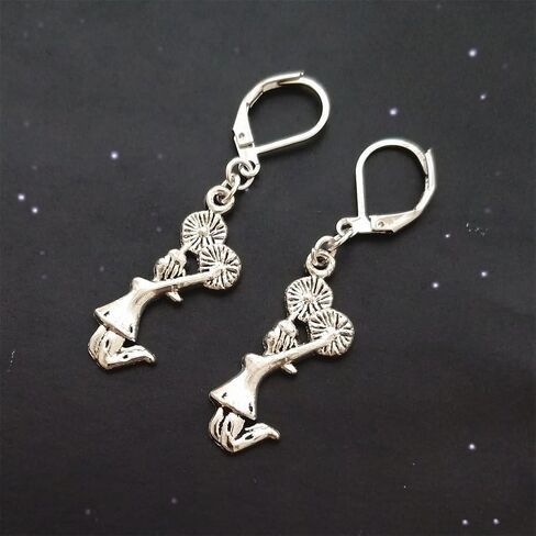 Cheerleader Lever Back Earrings, Sport Fans Cheer Jewelry, Cute Ear Clip for Cheerleading Lovers in Kuwait