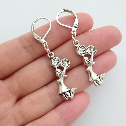 Cheerleader Lever Back Earrings, Sport Fans Cheer Jewelry, Cute Ear Clip for Cheerleading Lovers in Kuwait