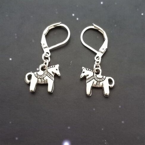 Horse Lever Back Earrings, History Fans Jewelry, Creative Cute Ear Clip for Horse Lovers in Kuwait