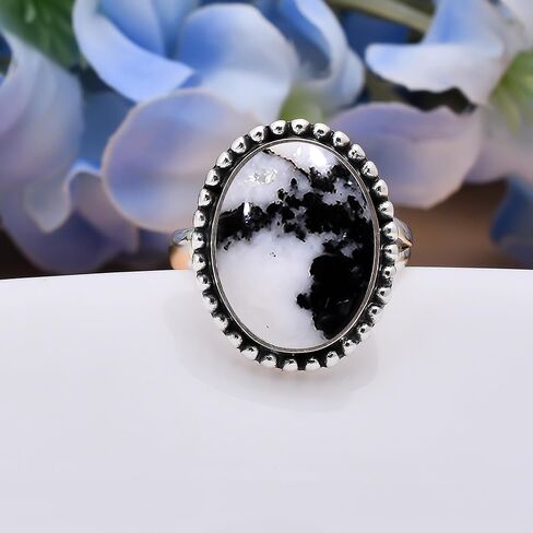 Handmade White Buffalo Gemstone Ring – Adjustable Boho Statement Ring for Women and Men | Vintage Artisan Jewelry Gift in Kuwait