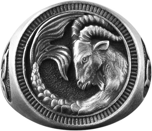 BySilverStone - Mens Capricorn Signet Ring in SIlver, Horoscope Inspired Jewelry in Kuwait