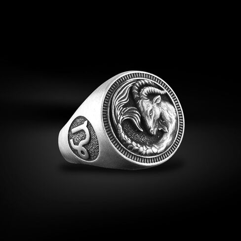 BySilverStone - Mens Capricorn Signet Ring in SIlver, Horoscope Inspired Jewelry in Kuwait