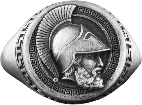 BySilverStone - Achilles Greek Warrior Signet Ring for Men, Oxidized Silver Stylish Jewelry in Kuwait