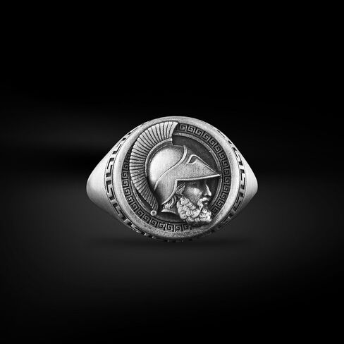 BySilverStone - Achilles Greek Warrior Signet Ring for Men, Oxidized Silver Stylish Jewelry in Kuwait