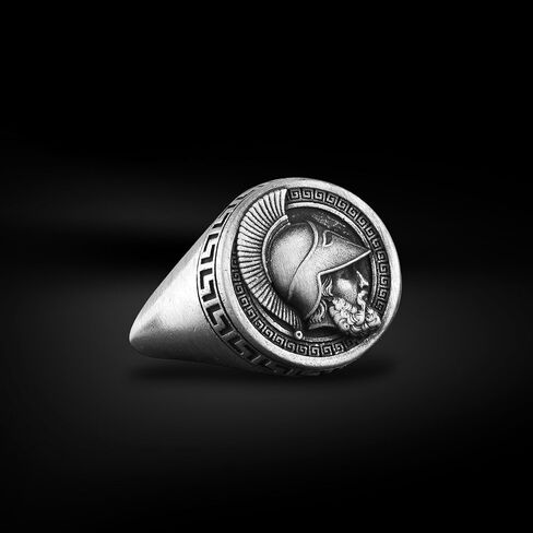 BySilverStone - Achilles Greek Warrior Signet Ring for Men, Oxidized Silver Stylish Jewelry in Kuwait