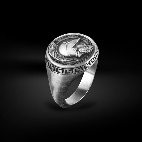 BySilverStone - Achilles Greek Warrior Signet Ring for Men, Oxidized Silver Stylish Jewelry in Kuwait