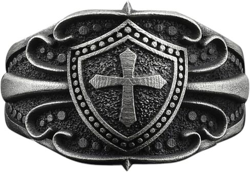 BySilverStone - Cross on Shield Signet Ring in Silver, Christian Mens Stylish Jewelry in Kuwait