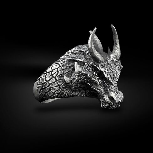 BySilverStone - Silver Handcrafted Dragon Head Ring for Men, Mythology Lovers Jewelry for Gift in Kuwait