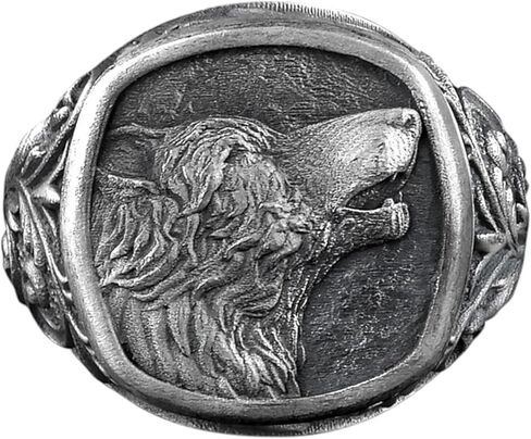 BySilverStone - Mens Howling Wolf Signet Ring in Silver, Viking Mythology Inspired Jewelry in Kuwait