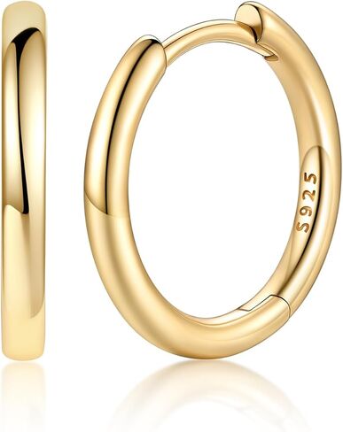 Silvora 14K Gold Plated Huggie Hoop Earrings for Women, Small Sterling Silver Hoops, Hypoallergenic Cartilage Earrings for Sensitive Ears 8/10/12/14/16/18/20MM in Kuwait