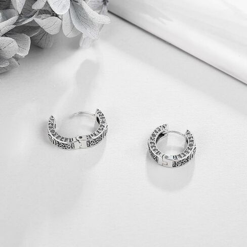 Viking Earrings 925 Sterling Silver Celtic Knot Hoop Earrings Vintage Jewelry Gifts for Men Women in Kuwait