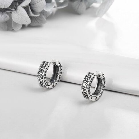 Viking Earrings 925 Sterling Silver Celtic Knot Hoop Earrings Vintage Jewelry Gifts for Men Women in Kuwait