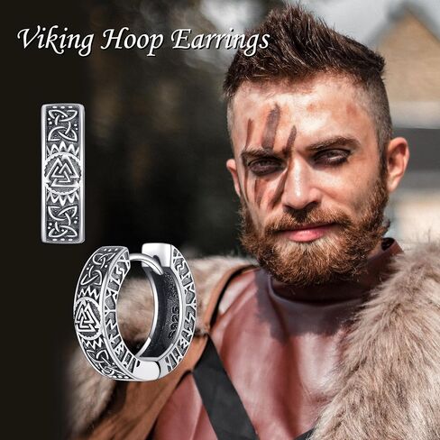 Viking Earrings 925 Sterling Silver Celtic Knot Hoop Earrings Vintage Jewelry Gifts for Men Women in Kuwait