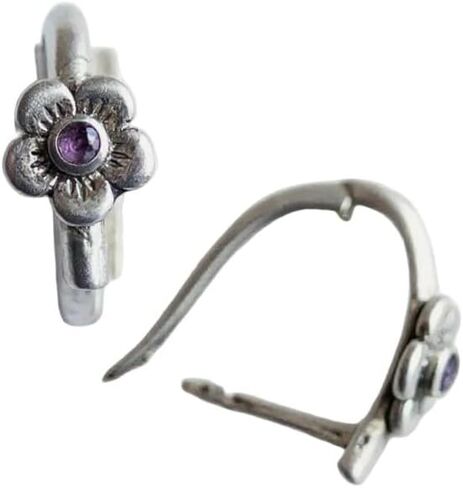 Birthstone Bloom Hoop Earrings Sterling Silver Earrings For Women Handmade Jewelry in Kuwait