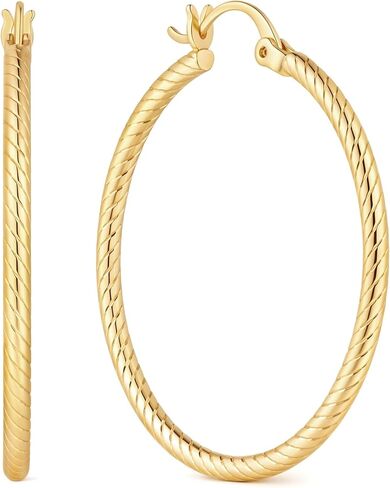 KKR 14K Gold Earrings for Women Gold Hoop Earrings for Women Hoops Earring for Womens Hoops Rope-Inspired Texture and Twisted Aesthetics Womens Hoop Earring in Kuwait