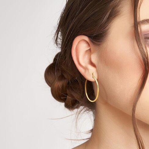KKR 14K Gold Earrings for Women Gold Hoop Earrings for Women Hoops Earring for Womens Hoops Rope-Inspired Texture and Twisted Aesthetics Womens Hoop Earring in Kuwait