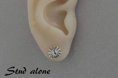 Front back hoop ear jacket earrings two sided sterling silver sun post studs gift women men in Kuwait