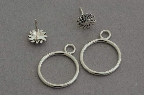 Front back hoop ear jacket earrings two sided sterling silver sun post studs gift women men in Kuwait