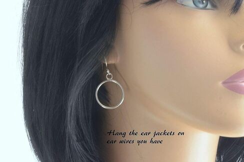 Front back hoop ear jacket earrings two sided sterling silver sun post studs gift women men in Kuwait
