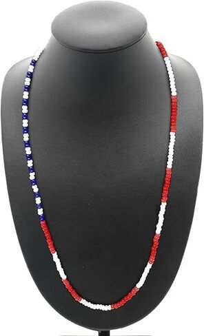 Hickory Wickery AMERICA 250 TRIBUTE! Handmade Love Bead Necklace Strand in American Flag Colors in Kuwait