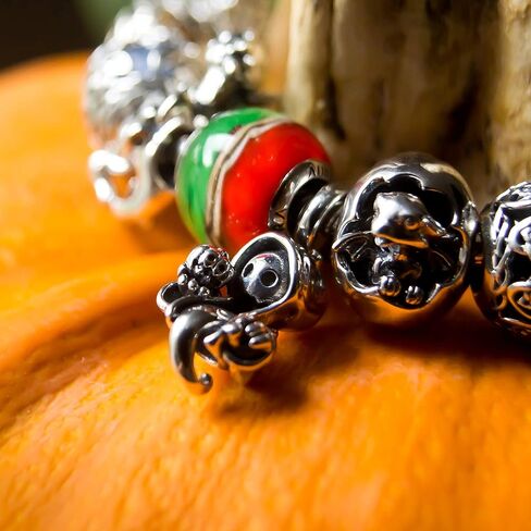 Ghost Skull Halloween Sterling Silver Dangle Charm Pendant S925, Halloween Ghost Zombie Pumpkin Silver Charm Pendant, Halloween Necklace, Pandora compatible Charm Jewellery in Kuwait