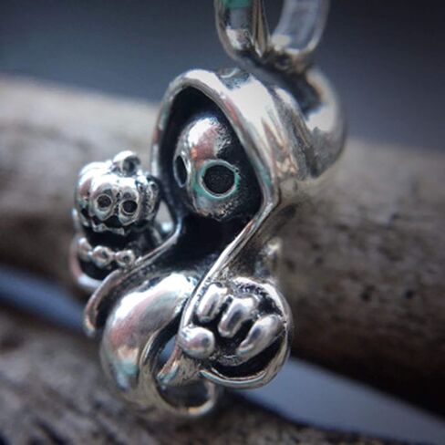 Ghost Skull Halloween Sterling Silver Dangle Charm Pendant S925, Halloween Ghost Zombie Pumpkin Silver Charm Pendant, Halloween Necklace, Pandora compatible Charm Jewellery in Kuwait