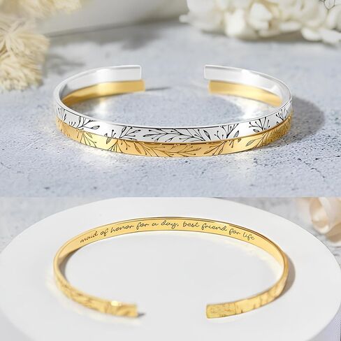 Engraved Bracelet Personalized – Custom Text Cuff Bracelet with Name or Quote – Adjustable Silver, Gold, or Rose Gold Bangle – Engraved Jewelry Gift for Her in Kuwait