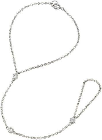 Delicate Hand Chain - Bezel CZ Finger Bracelet - Bride Jewelry in Kuwait