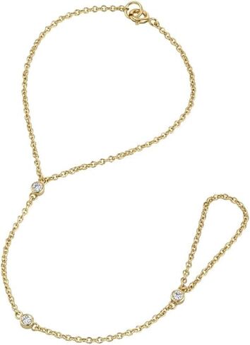 Delicate Hand Chain - Bezel CZ Finger Bracelet - Bride Jewelry in Kuwait