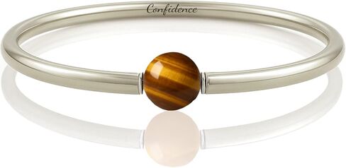 14k Gold Tiger Eye Bangle – Handmade Solid Bracelet with Single Gemstone – Women's Confidence Statement Jewelry in Kuwait