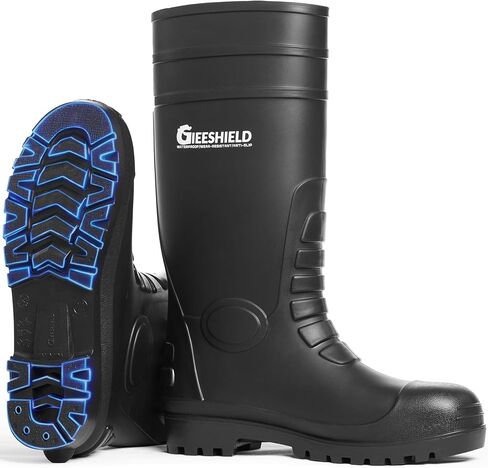 Men's Rain Boots PVC Rubber Work Boots Waterproof with Steel Toe, Slip Resistant Safety Garden Fishing Outdoor Boots for Agriculture, Industrial Working and Heavy Duty, Size 7-14 in Saudi Arabia