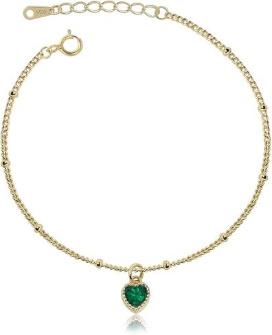 Meissa Birthstone Bracelet for Women Teen Girls Gold-Plated Adjustable Chain Bracelet Dainty Silver Heart Charm Bracelet Anniversary Birthday Friendship Jewelry Gifts in Kuwait