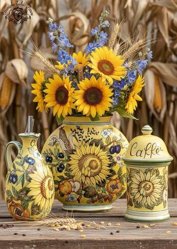CERAMICHE D'ARTE PARRINI- Italian Ceramic Butter Dish Hand Painted Decorated Yellow Made in ITALY Tuscan Art Pottery in Kuwait