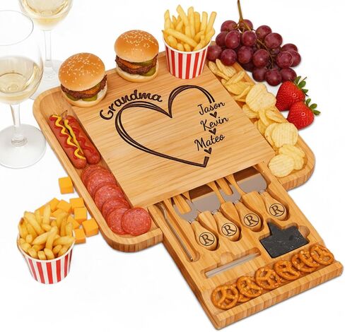 Personalized Grill Master Charcuterie Board for Dad, King of the Grill Design, Father’s Day 2026 Gift, Custom Engraved Wood Cheese Board with Kids Names, BBQ Gift for Men, Grandpa Birthday Present in Kuwait